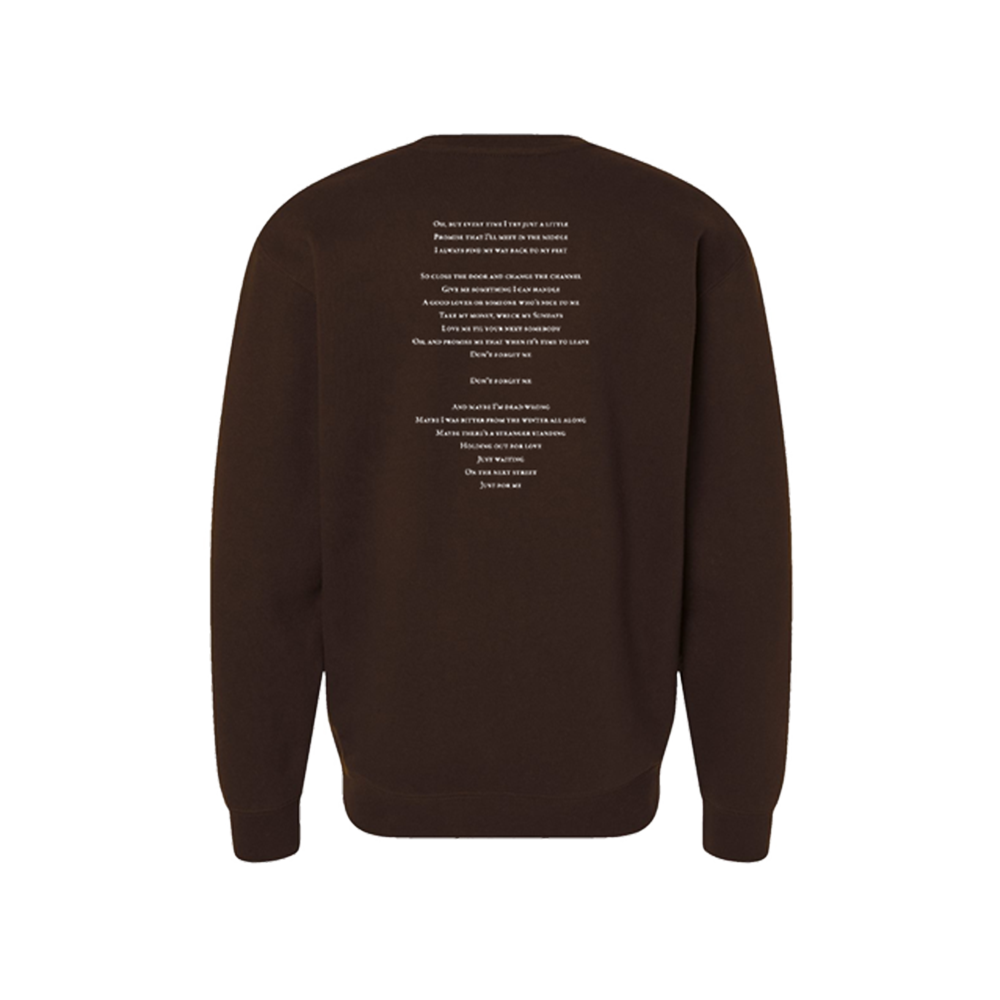 Don't Forget Me 1 Year Anniversary Lyric Crewneck Back